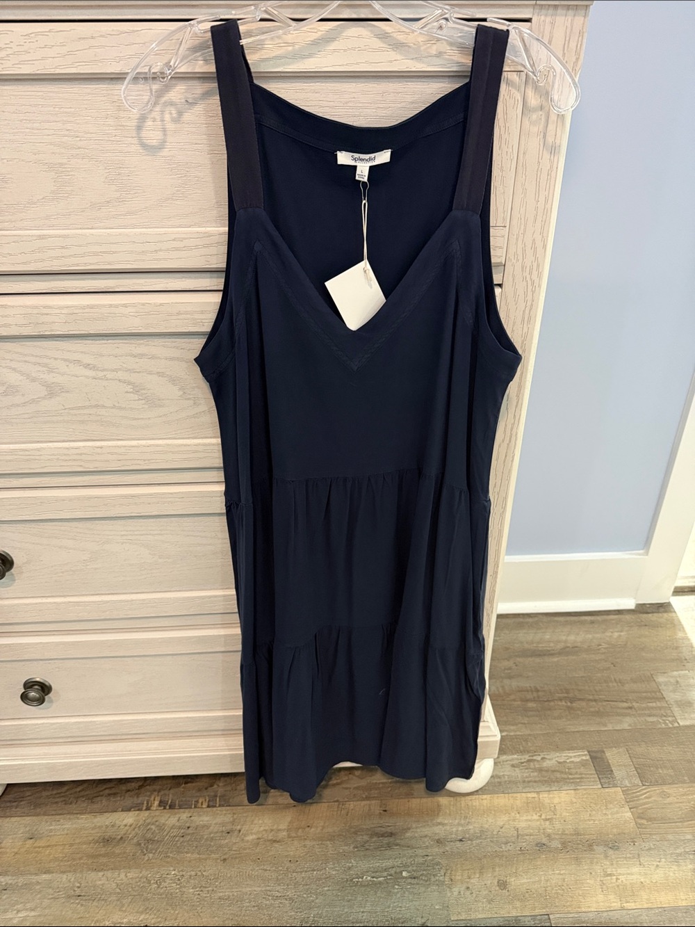 Splendid Dark Navy Tiered V-Neck Tank Dress- Brand new